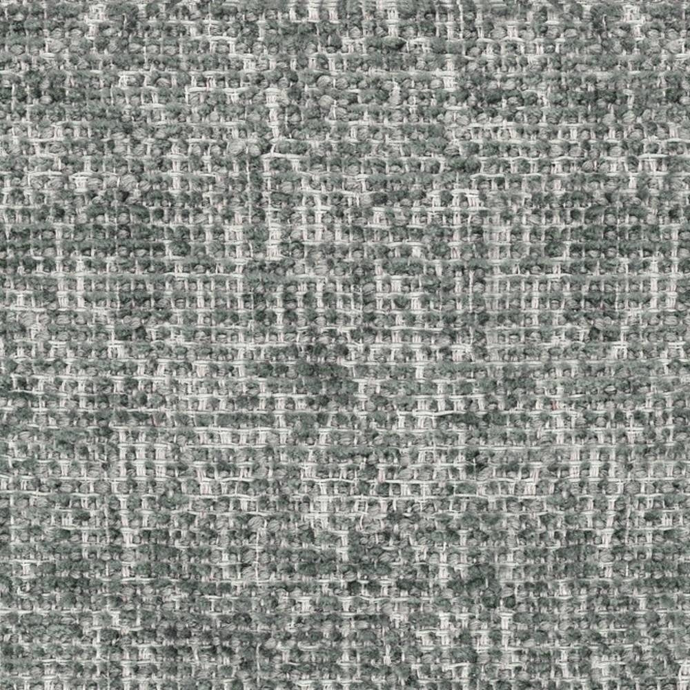 Close-up of a neutral cream-gray boucle upholstery fabric showing a looped, woven texture; 12% wool, 20% acrylic, 5% linen, 10% rayon and 53% triacetate blend, designed for contemporary sofas.