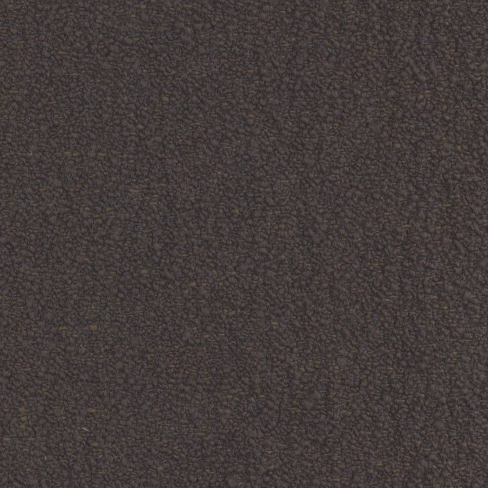Close-up of dark brown felted wool-look boucle upholstery fabric showing dense, pebbled texture; wool-acrylic blend ideal for durable indoor sofa upholstery.